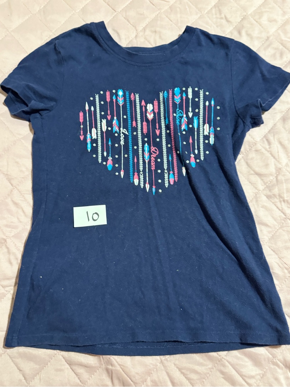 Girls Navy Heart Arrow Graphic Tee - Kids Shirts & Tops